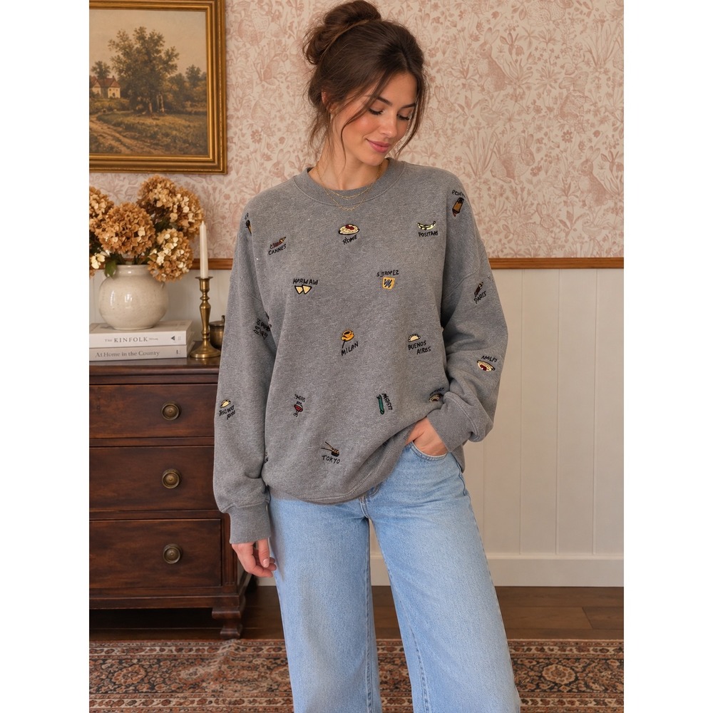 Madewell Mile(s) Food Culture Embroidered Mainstay Sweatshirt – S